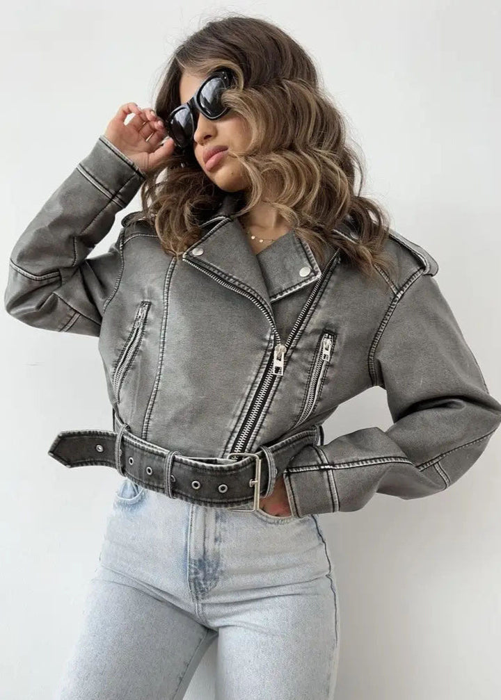 Women's Washed Faux Leather Jacket