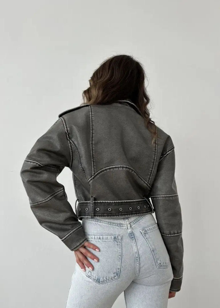 Women's Washed Faux Leather Jacket