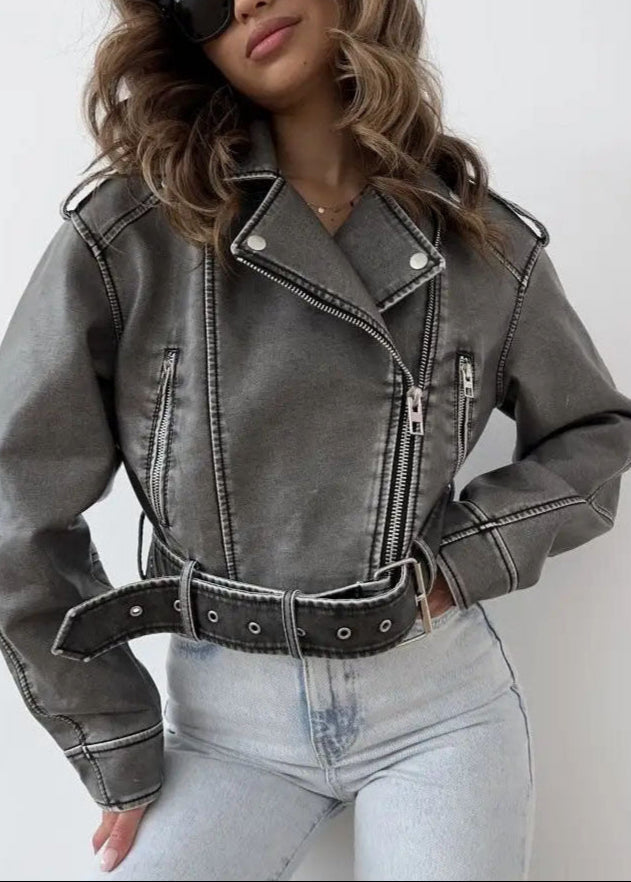 Women's Washed Faux Leather Jacket
