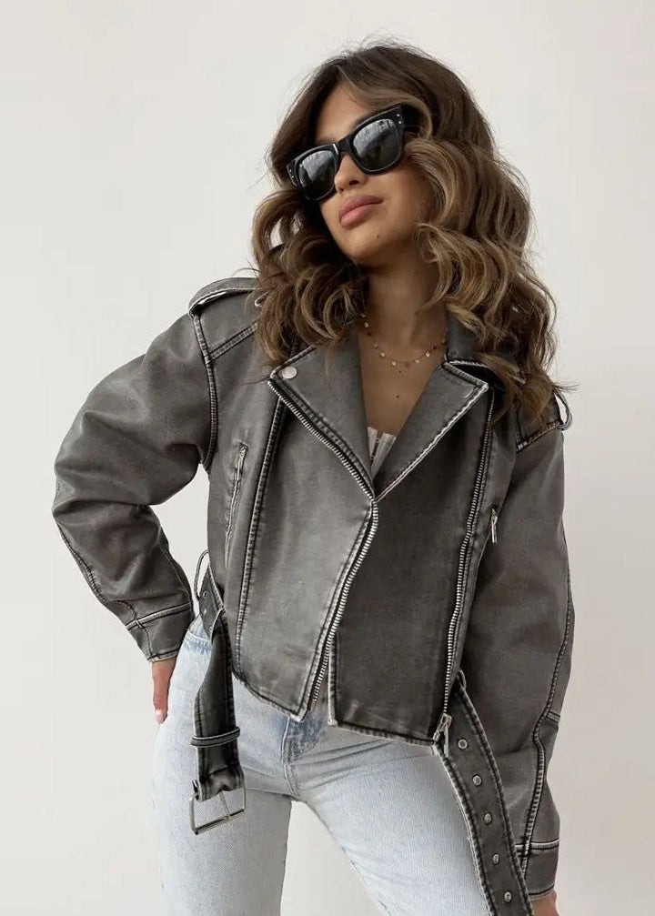 Women's Washed Faux Leather Jacket