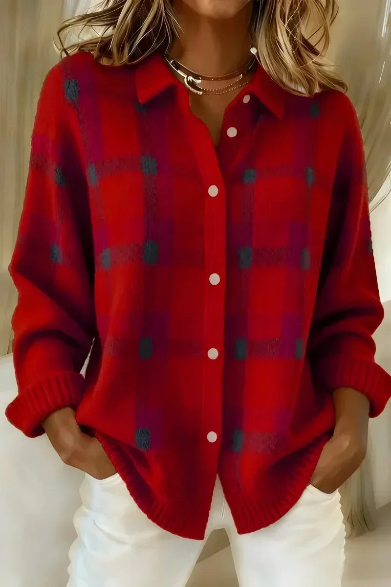 Brittany | Soft Plaid Button Cardigan