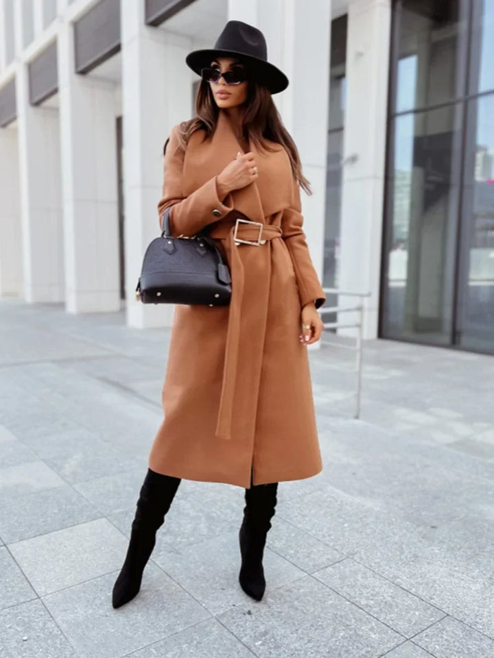Chic Wool Coat – Belted Wrap Design for Effortless Winter Style