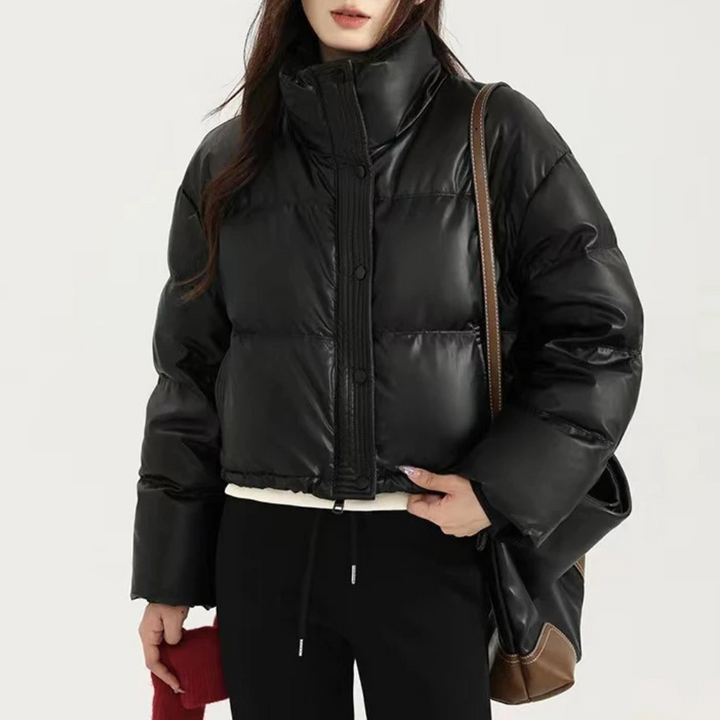 Women's Fashionable Puffer Jacket with Cropped Design