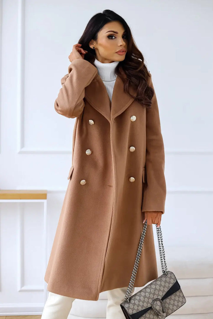 Women's Double-breasted Long Wool Coat
