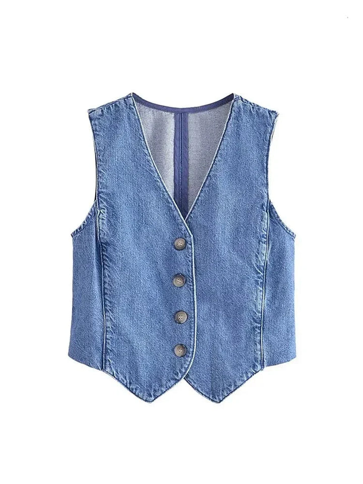Denim Waistcoat Model