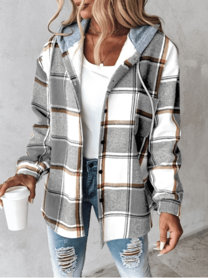 Checkered Hoodie Jacket for Women