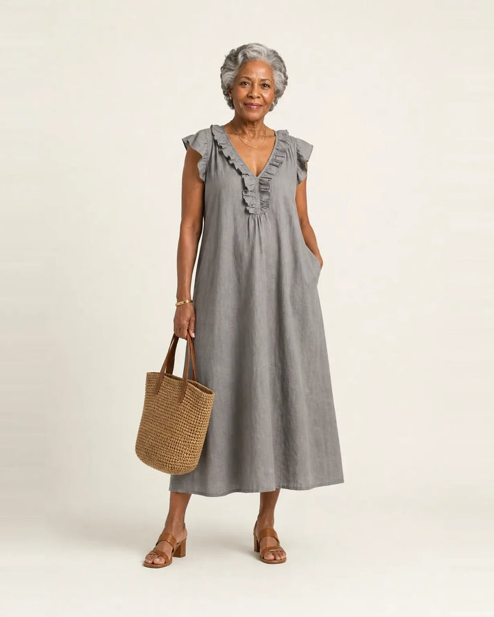 Josette | Ruffle V-Neck Maxi Dress